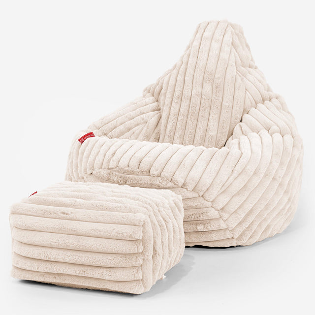 Silla De Juego Puf - Pana de Felpa Ultra Crema 01