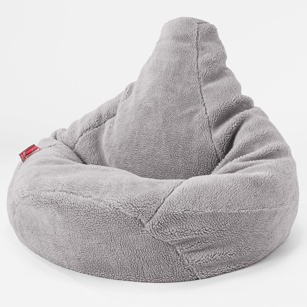 Silla De Juego Puf - Piel de Osito Sintética Gris Medio 01