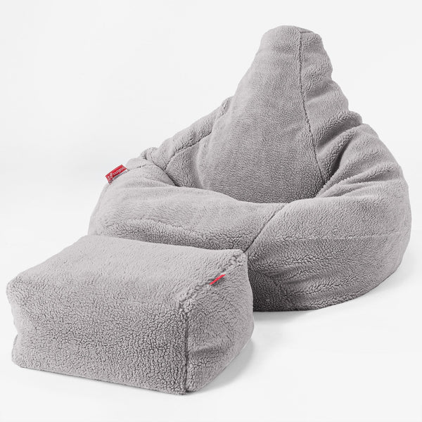 Lounge Pug - Puff Gigante Mega-Mamut - Piel de Osito Sintética Gris Medio–  Big Bertha Original ES