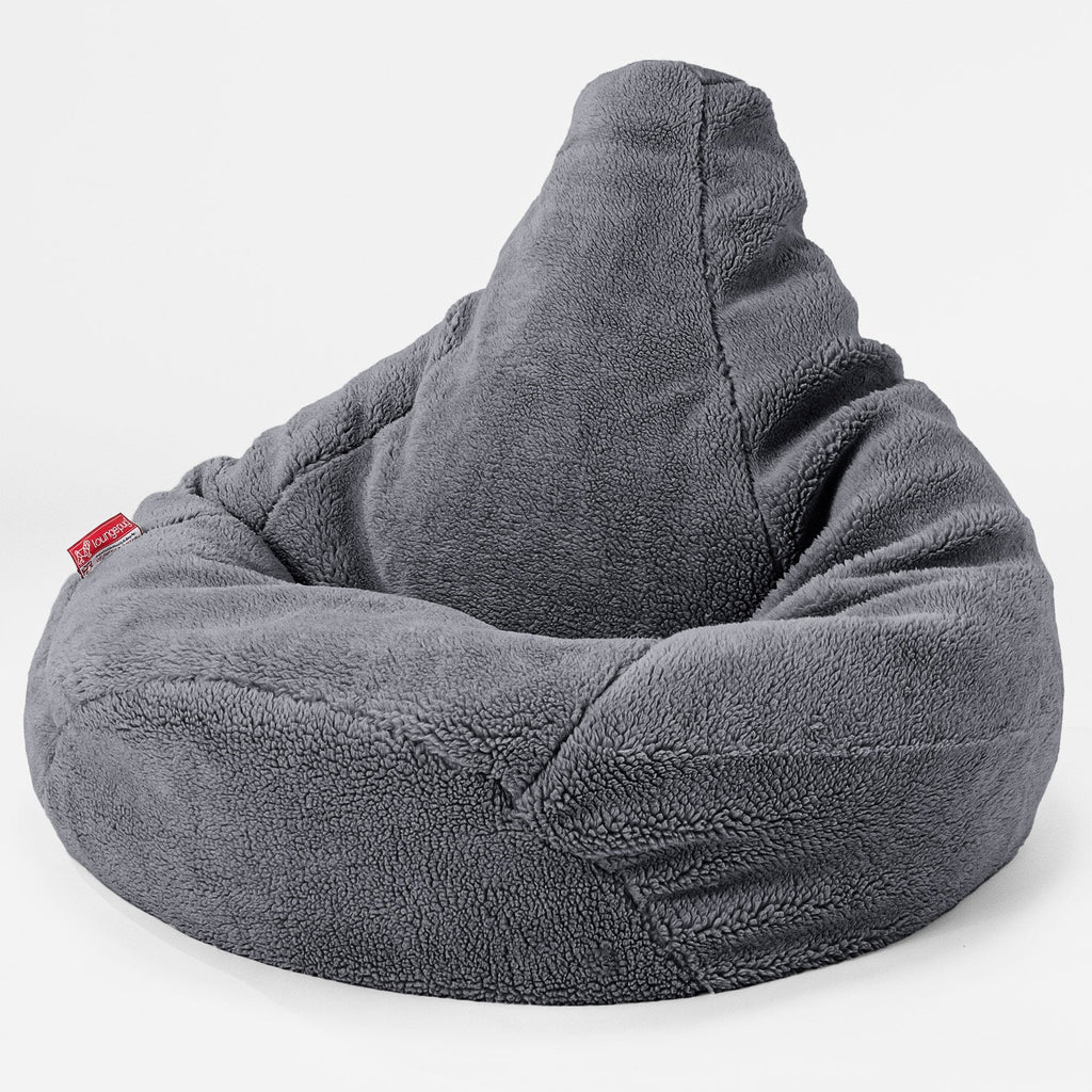 Silla De Juego Puf - Piel de Osito Sintética Gris oscuro 01