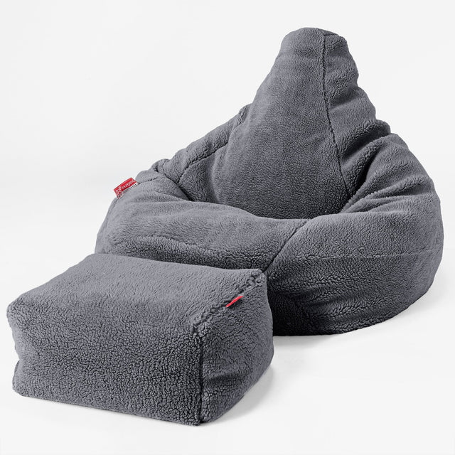 Silla De Juego Puf - Piel de Osito Sintética Gris oscuro 04