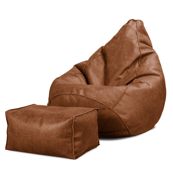 Silla De Juego Puf - Piel Envejecida Marrón británico 01