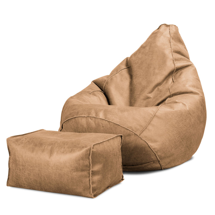 Silla De Juego Puf - Cuero Envejecido Miel 01