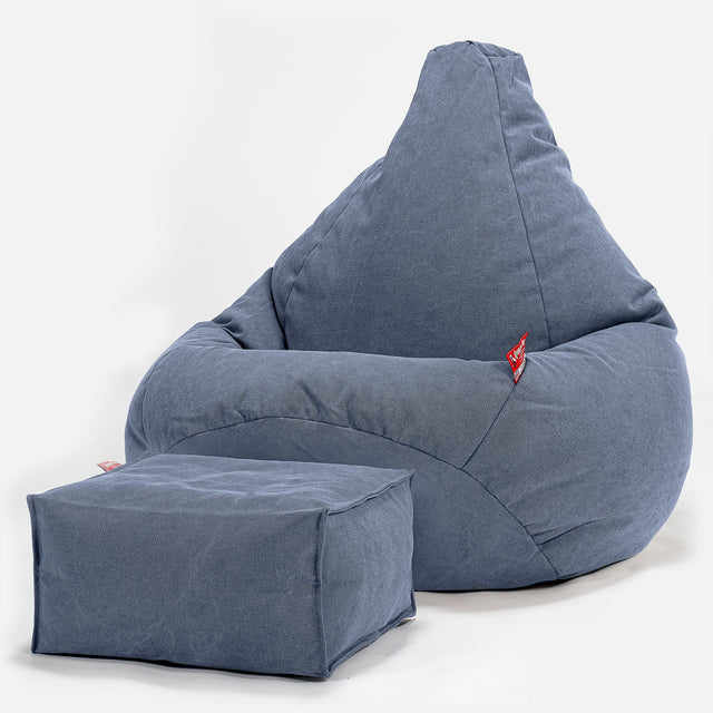 Silla De Juego Puf - Vaquero Desgastado Azul Marino 01