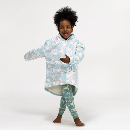 Sudadera Tipo Manta con Capucha Extragrande para Niños - Tela Minky Lisa Conejo 03