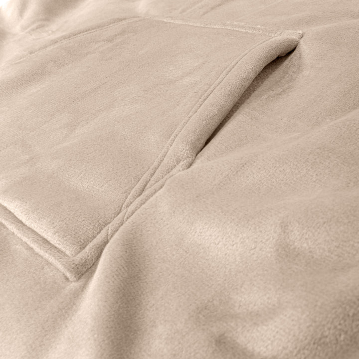 Sudadera Tipo Manta con Capucha Extragrande para Niños - Tela Minky Lisa Crema / Visón 05