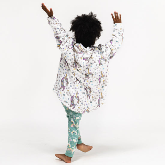 Sudadera Tipo Manta con Capucha Extragrande para Niños - Tela Minky Lisa Unicornio 04