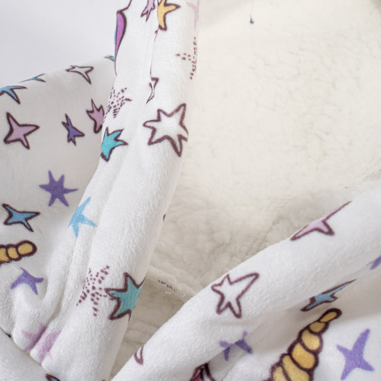 Sudadera Tipo Manta con Capucha Extragrande para Niños - Tela Minky Lisa Unicornio 05