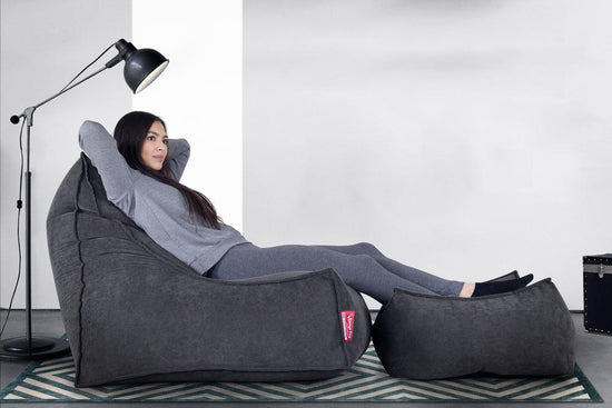 LOUNGE PUG, Escabel Gigante, Tejido de Rejilla - Grafito