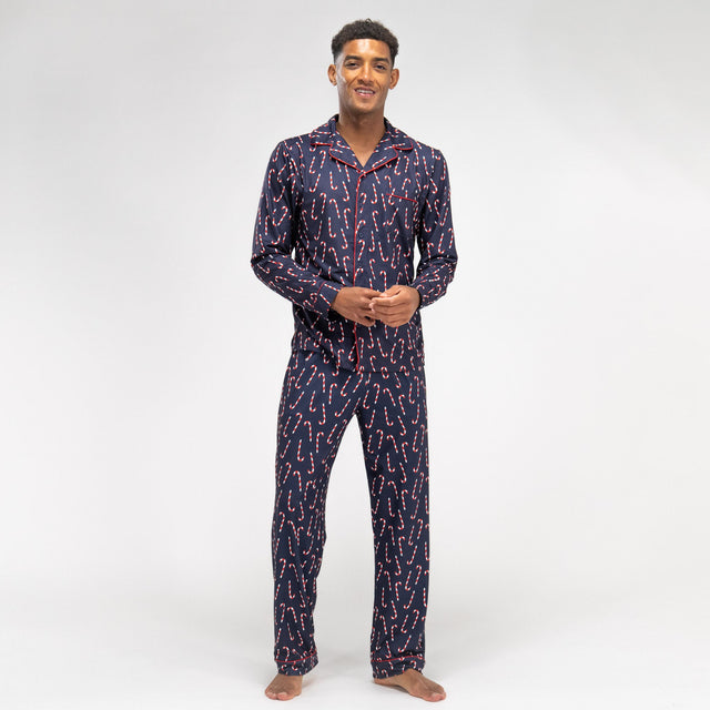 Pijama Navidad de Hombre Bastón de Caramelo Azul 01