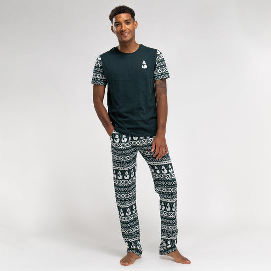 Pijama Navidad de hombre Mono de nieve verde 04