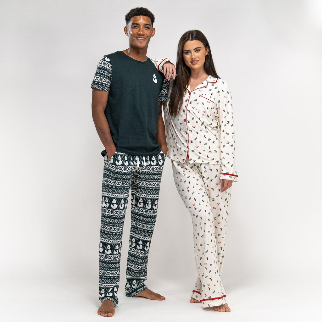 Pijama Navidad de hombre Mono de nieve verde 06