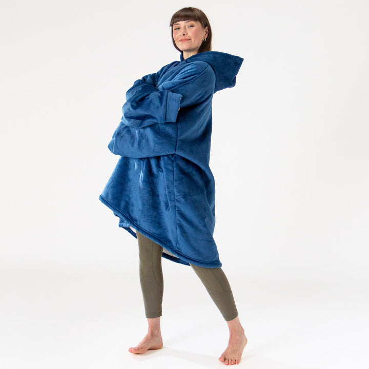 Sudadera Tipo Manta con Capucha Extragrande para Hombre o Mujer - Tela Minky Lisa Azul oscuro 02
