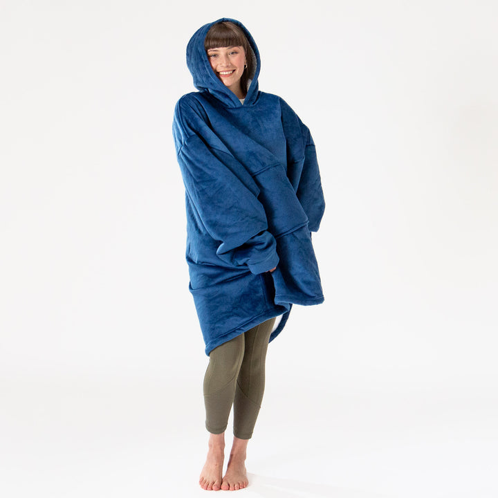 Sudadera Tipo Manta con Capucha Extragrande para Hombre o Mujer - Tela Minky Lisa Azul oscuro 03