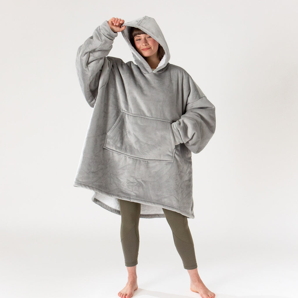 Sudadera Tipo Manta con Capucha Extragrande para Hombre o Mujer - Tela Minky Lisa Gris 01