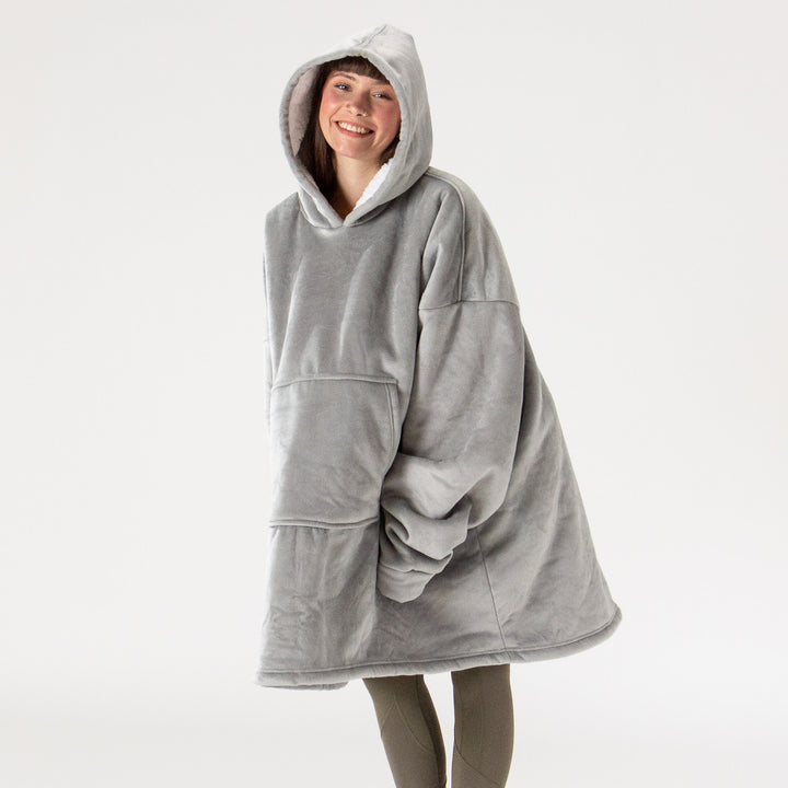 Sudadera Tipo Manta con Capucha Extragrande para Hombre o Mujer - Tela Minky Lisa Gris 03