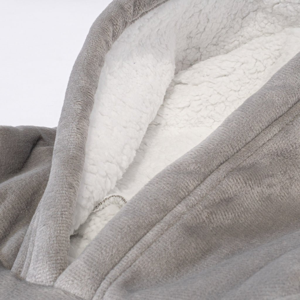 Sudadera Tipo Manta con Capucha Extragrande para Hombre o Mujer - Tela Minky Lisa Gris 05