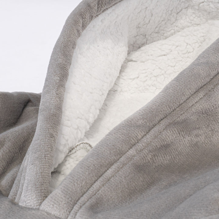 Sudadera Tipo Manta con Capucha Extragrande para Hombre o Mujer - Tela Minky Lisa Gris 05