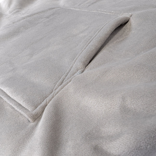 Sudadera Tipo Manta con Capucha Extragrande para Hombre o Mujer - Tela Minky Lisa Gris Fabric Close-up Image