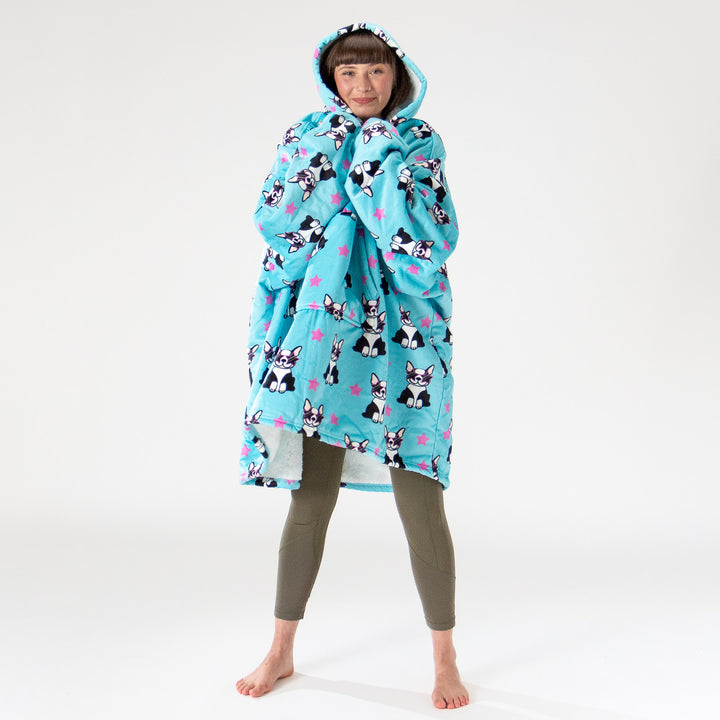 Sudadera Tipo Manta con Capucha Extragrande para Hombre o Mujer - Tela Minky Lisa Pug 02