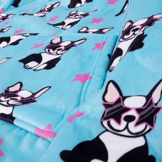 Sudadera Tipo Manta con Capucha Extragrande para Hombre o Mujer - Tela Minky Lisa Pug 05