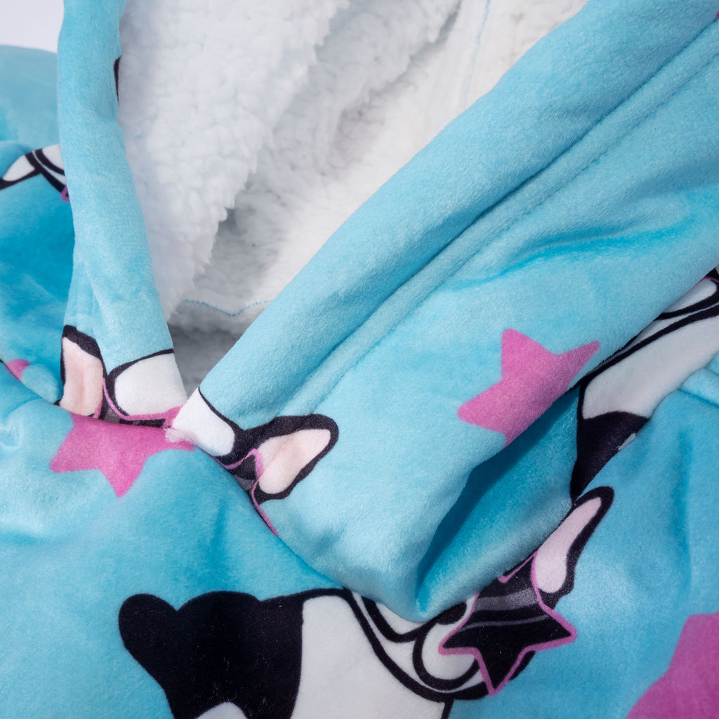 Sudadera Tipo Manta con cremallera y capucha extragrande para Hombre o Mujer - Tela Minky Lisa Pug 06