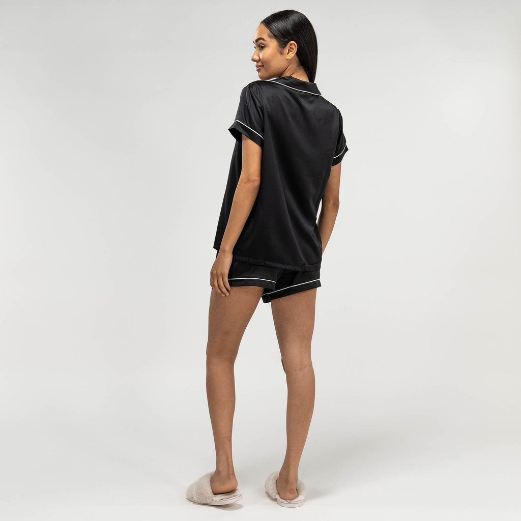 Short Pijama de mujer Satin Negro 06