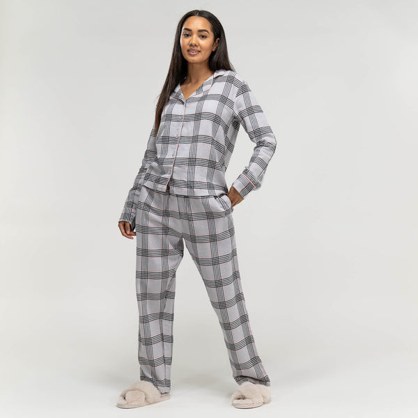 Pijama de mujer de Cuadros gris 01