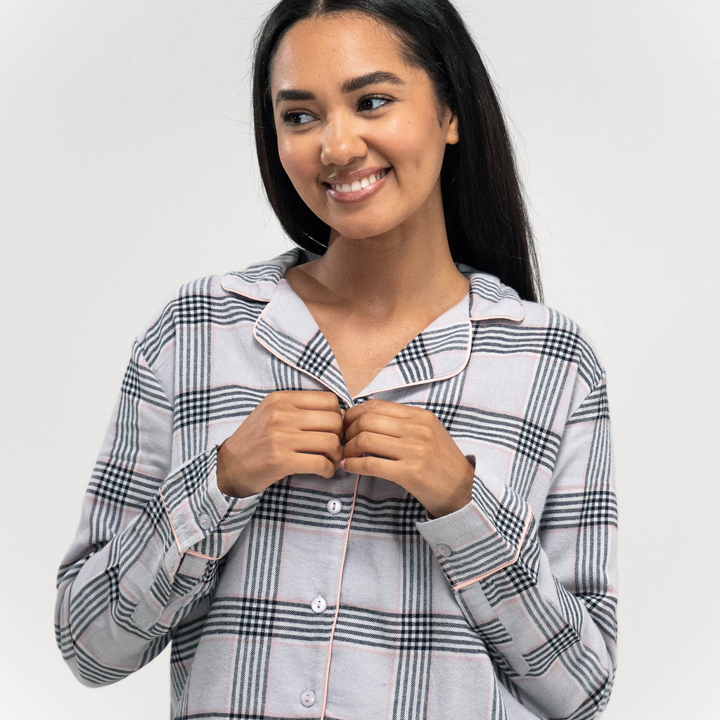 Pijama de mujer de Cuadros gris 02