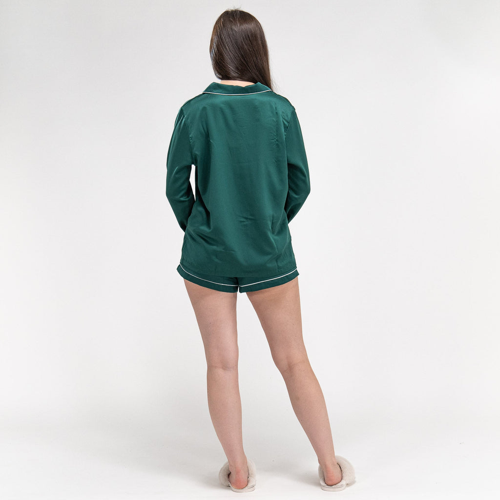 Short pijama de mujer Satin Verde Esmeralda 06
