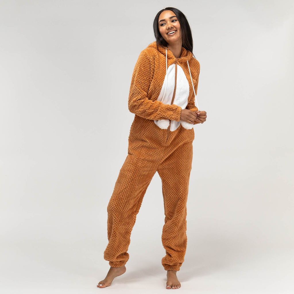 cocodrilo Villano dilema Pijama mono polar Zorro para mujer, diseño con capucha, Talla: S-XL,  Naranja / Blanco– Big Bertha Original ES