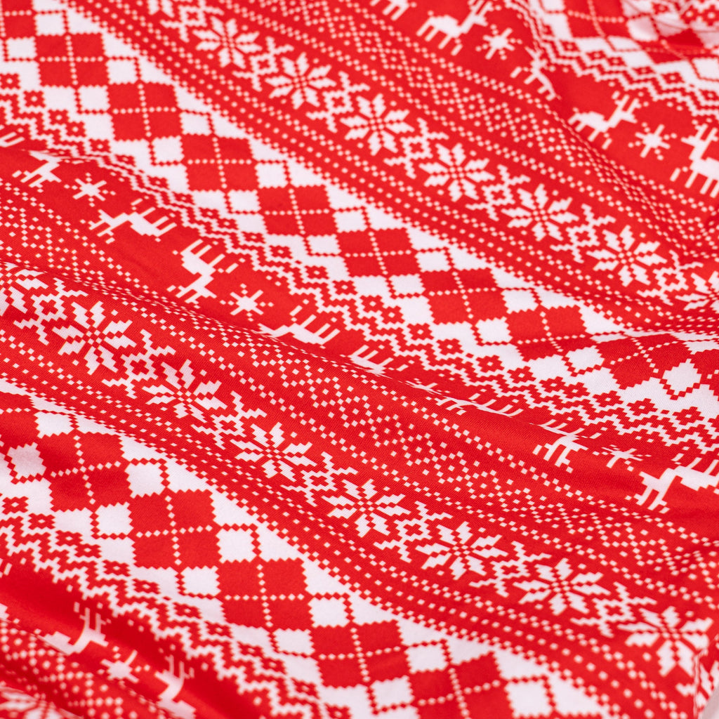 Pijama Navidad de Mujer Renos y Grecas Rojos 06