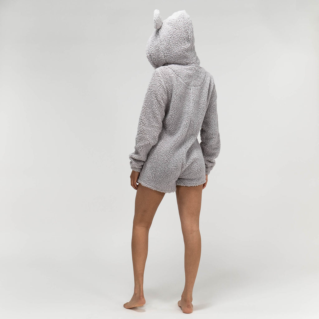 Pijama mono polar corto Oso de peluche gris 06